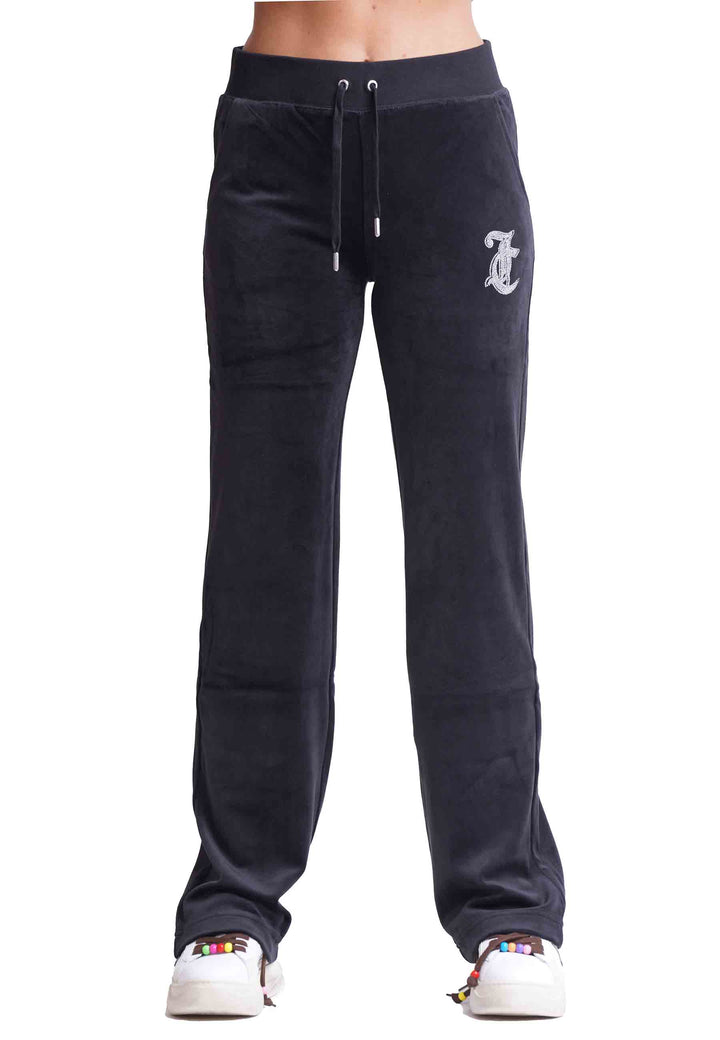 Spatarella Pantaloni donna Diamond in velluto nero con strass Latest stili