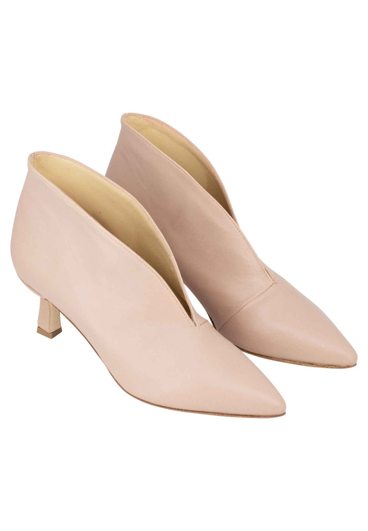 Spatarella Ankle boot donna in pelle cipria con tacco basso Ultimi due giorni