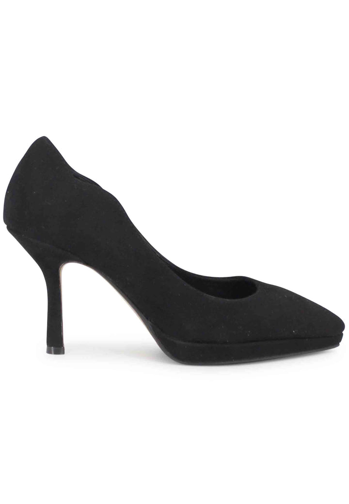 Spatarella Decollete donna in camoscio nero tacco alto Promozione temporanea