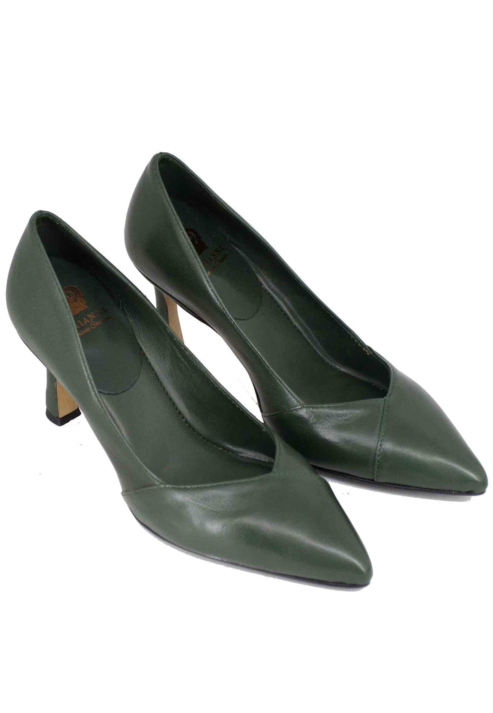 Spatarella Decollete donna in pelle verde tacco alto Solo un giorno rimasto
