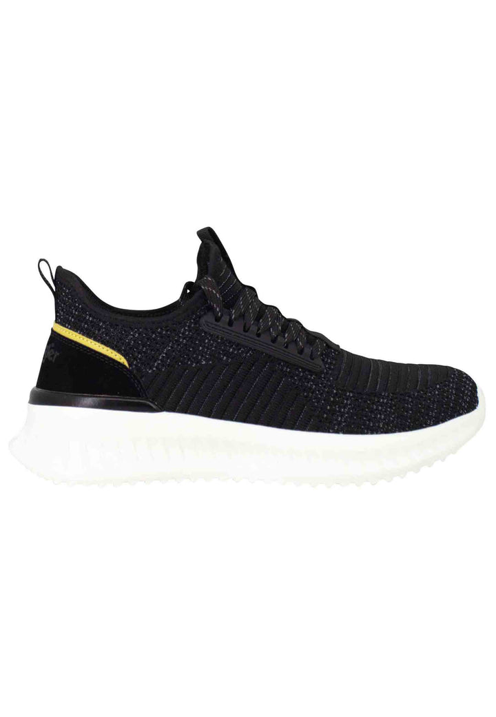 Spatarella Sneakers uomo Star in tessuto elastico nero con suola alta in gomma Black Friday Prezzi