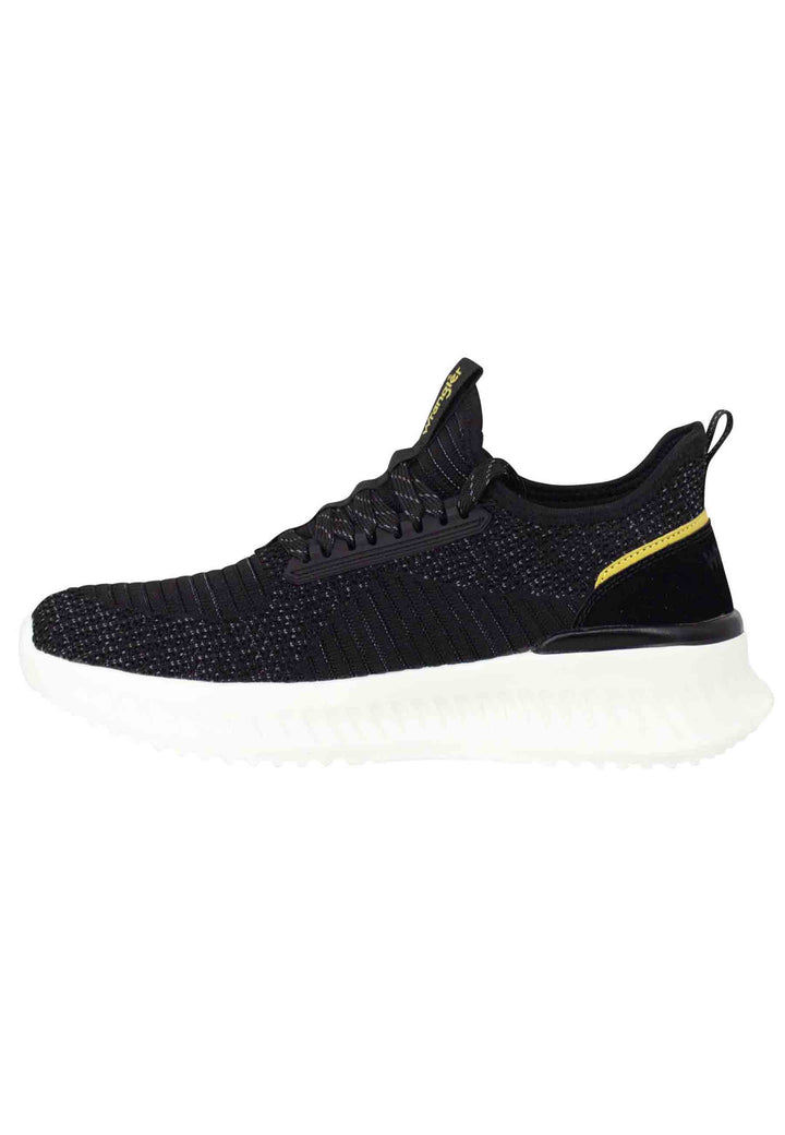 Spatarella Sneakers uomo Star in tessuto elastico nero con suola alta in gomma Black Friday Prezzi