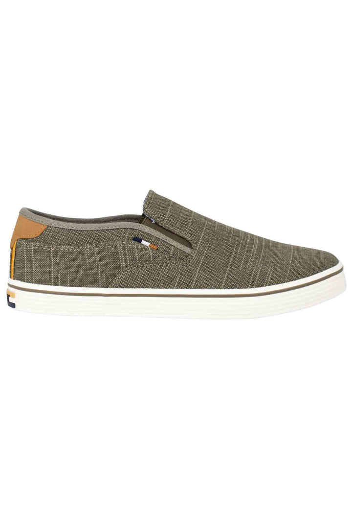 Spatarella Mocassini uomo Calypso Slip On in tessuto verde con suola in gomma Italy