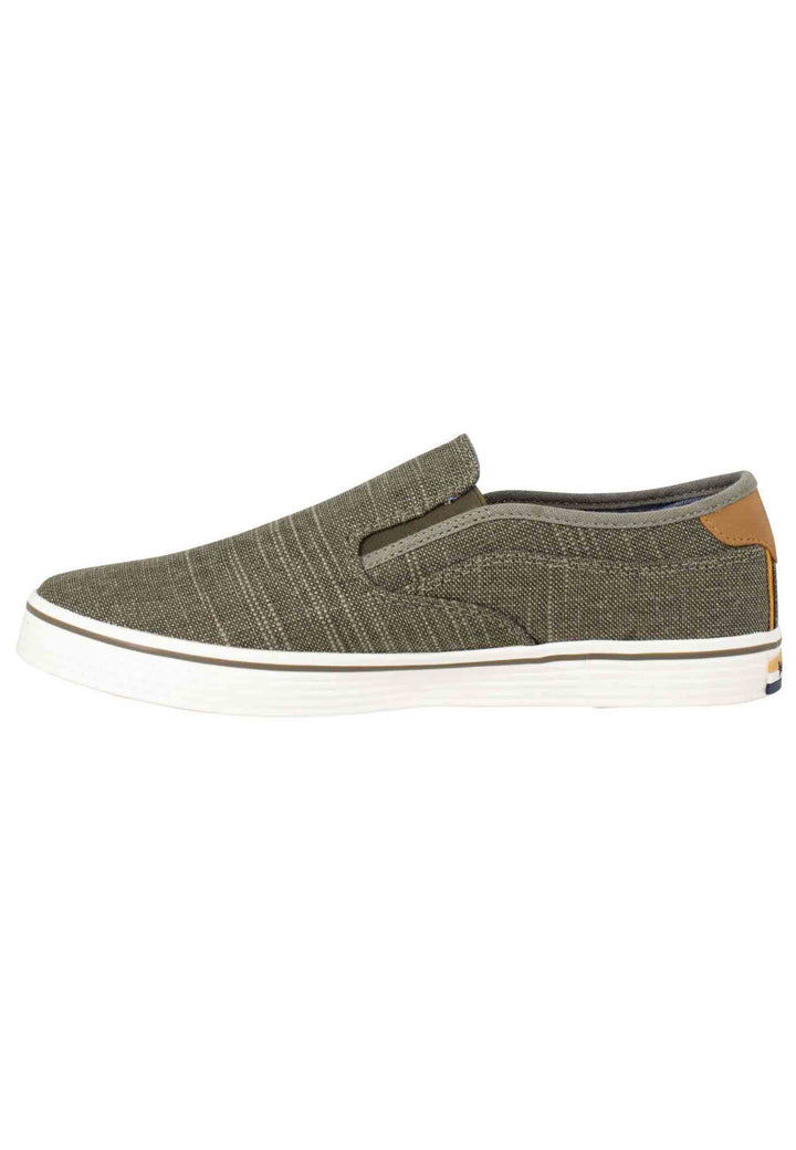 Spatarella Mocassini uomo Calypso Slip On in tessuto verde con suola in gomma Italy