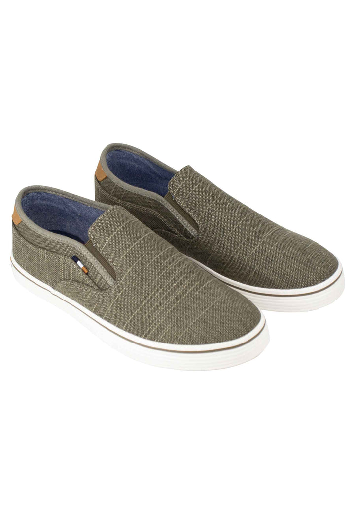 Spatarella Mocassini uomo Calypso Slip On in tessuto verde con suola in gomma Italy