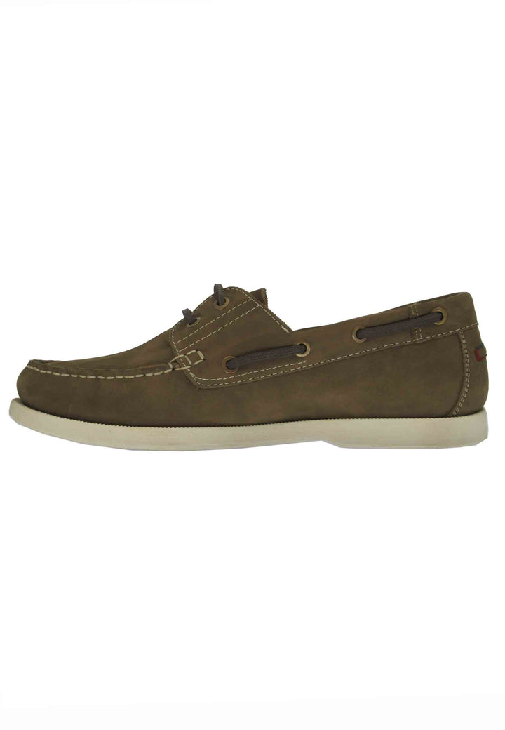 Spatarella Mocassini barca Baltic uomo in pelle verde kaki e suola bianca Italia