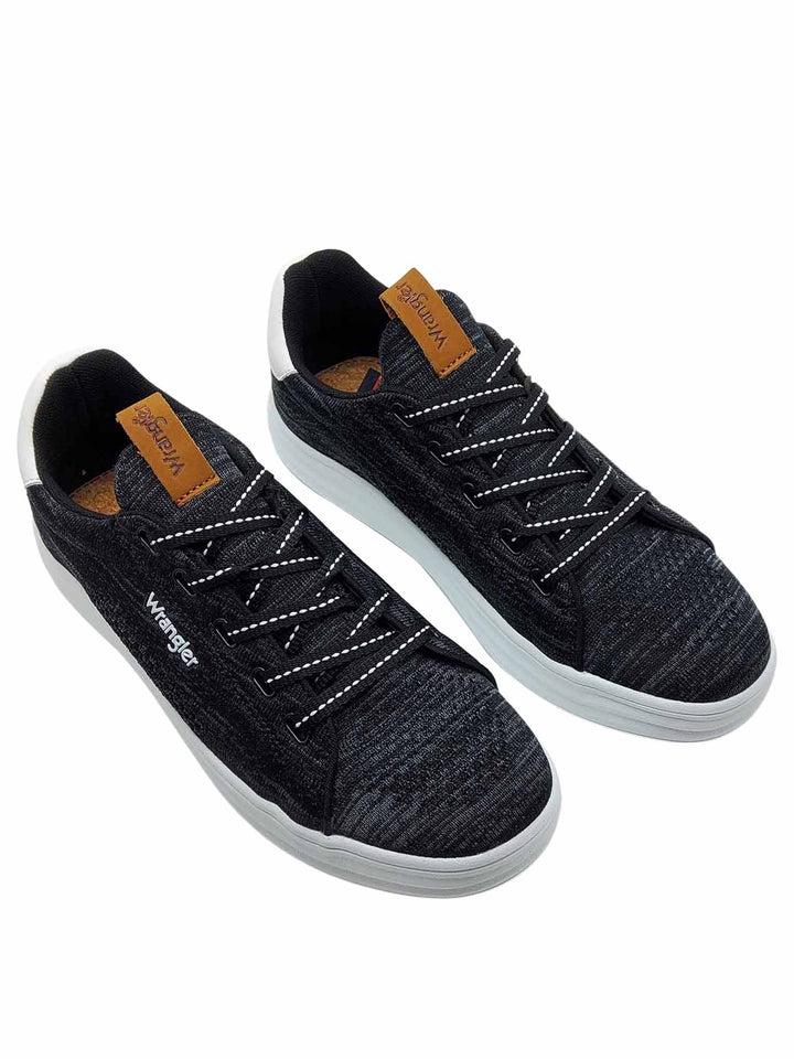 Spatarella Calzature Uomo Sneakers Jelly Stringate in Tessuto Nero e Suola in Gomma Bianca Ultra Leggera In Linea