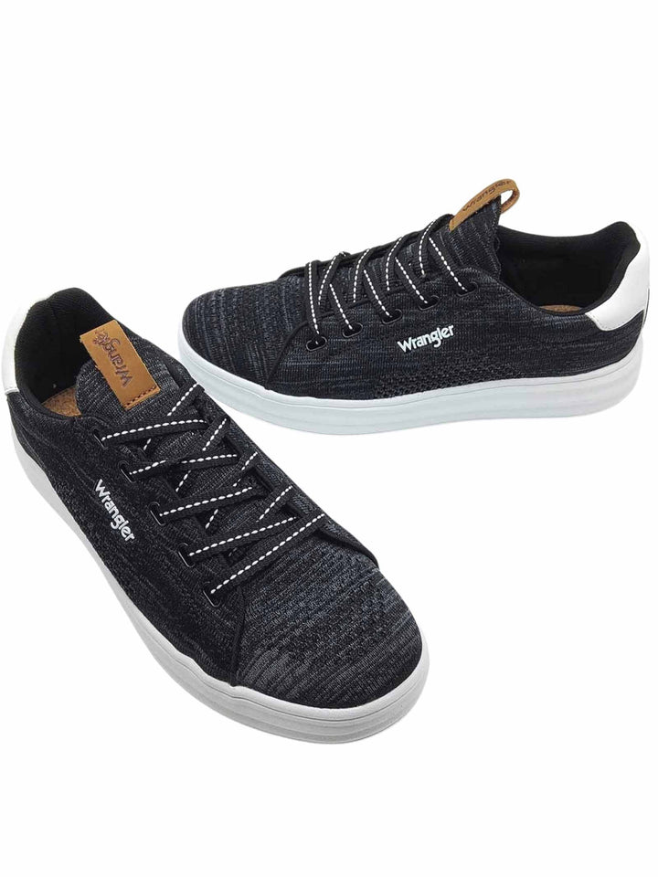 Spatarella Calzature Uomo Sneakers Jelly Stringate in Tessuto Nero e Suola in Gomma Bianca Ultra Leggera In Linea