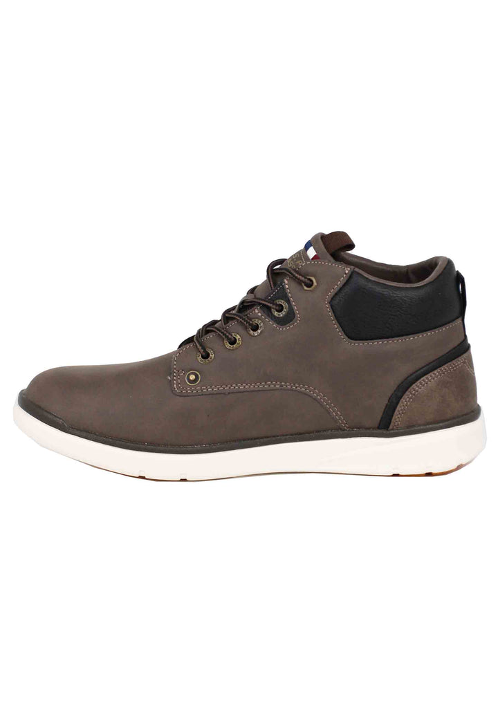 Spatarella Stivaletti uomo in eco pelle marrone con suola in gomma Nuovo