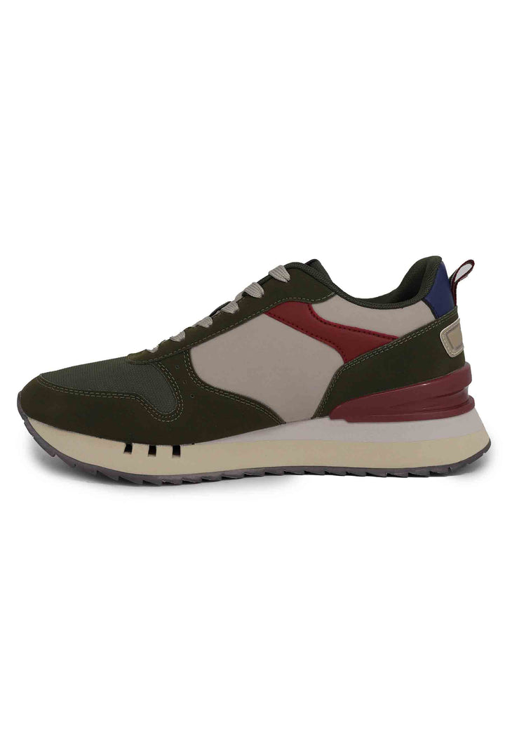Spatarella Sneakers uomo in tessuto verde con suola alta Qualità Garantita