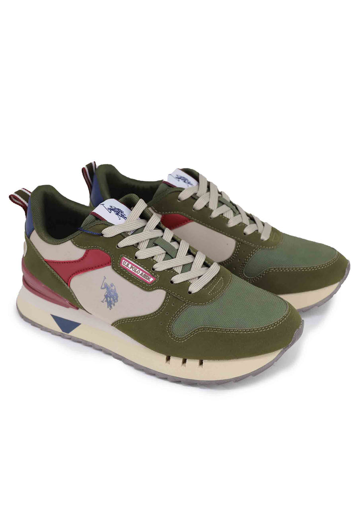 Spatarella Sneakers uomo in tessuto verde con suola alta Qualità Garantita