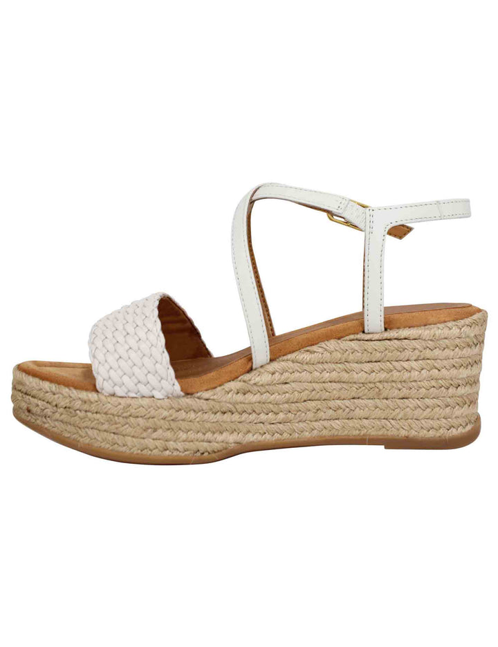 Spatarella Sandali donna in pelle avorio intrecciata con zeppa in corda Sottocosto
