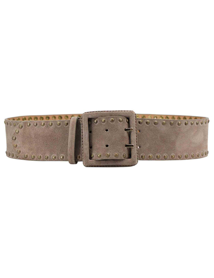 Spatarella Cinture donna in camoscio taupe con borchie Convenienza