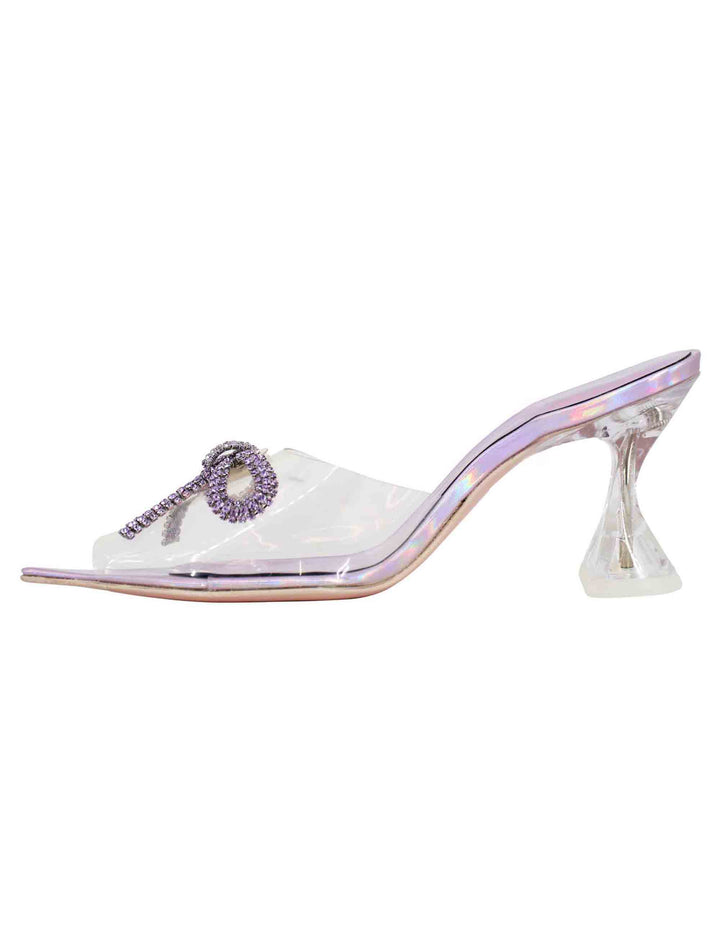Spatarella Sandali donna in plexy trasparente con fiocco in strass lilla Online