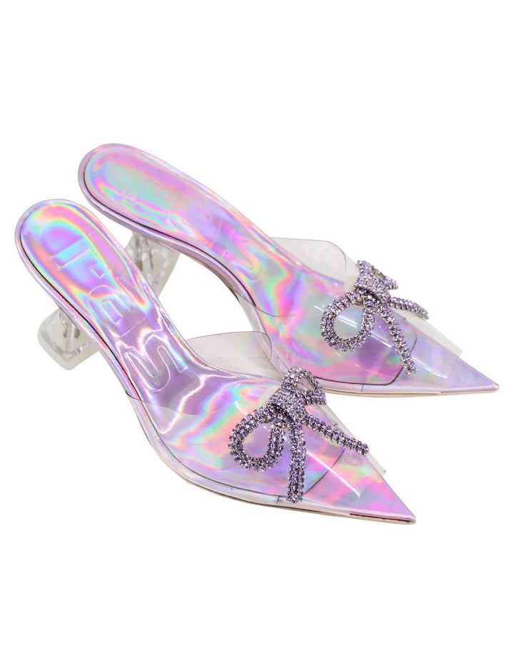 Spatarella Sandali donna in plexy trasparente con fiocco in strass lilla Online