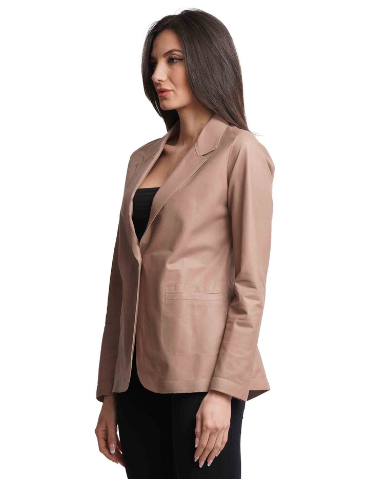 Spatarella Giacche donna monopetto in pelle sfoderata nude 1 bottone Outlet