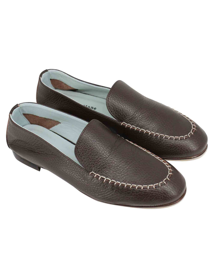 Spatarella Mocassini donna in pelle testa di moro con suola in cuoio Offerte