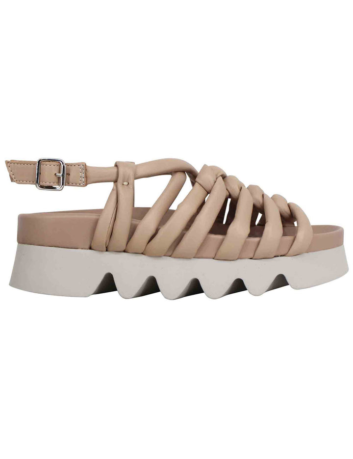 Spatarella Sandali donna in pelle beige con cinturini e suola carrarmato Hotsell