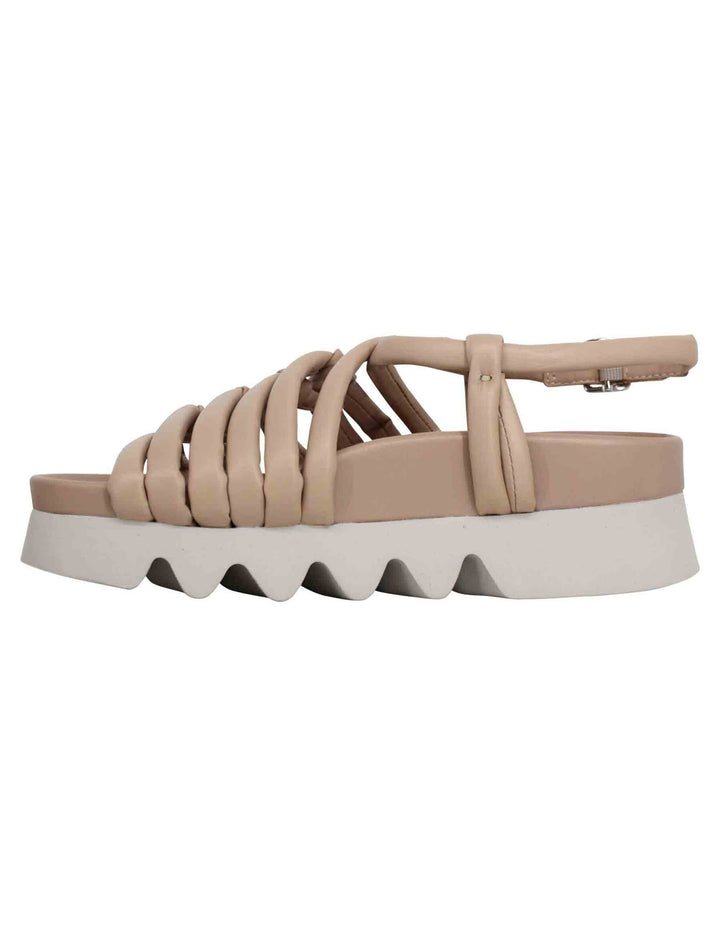 Spatarella Sandali donna in pelle beige con cinturini e suola carrarmato Hotsell
