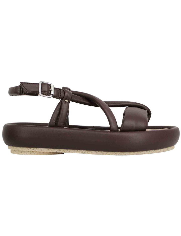 Spatarella Sandali infradito slingback donna in pelle testa di moro con zeppa bassa Saldi Di Fabbrica