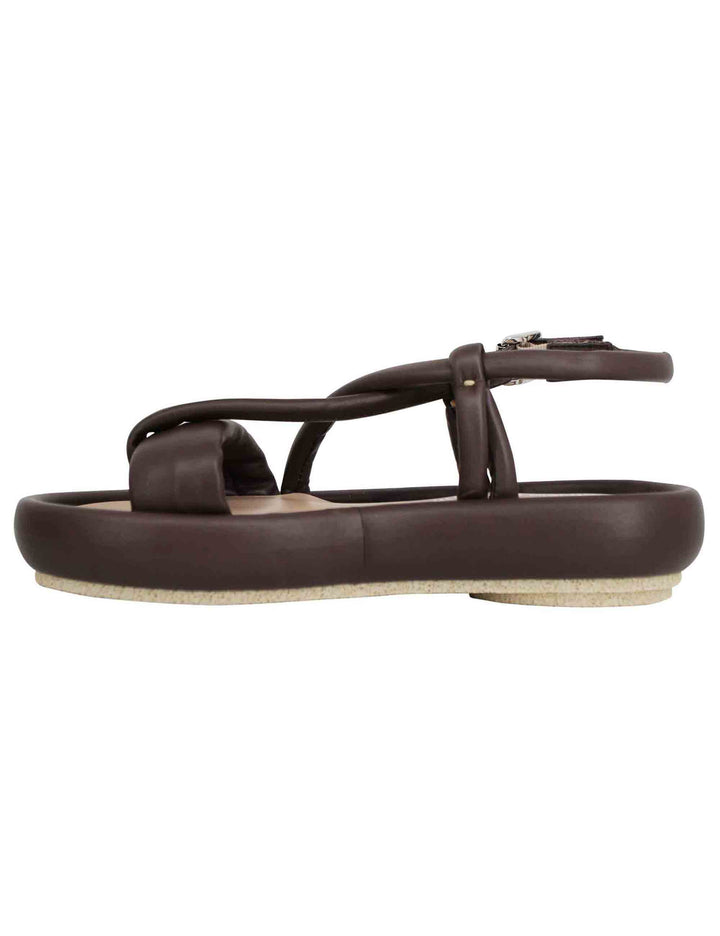 Spatarella Sandali infradito slingback donna in pelle testa di moro con zeppa bassa Saldi Di Fabbrica
