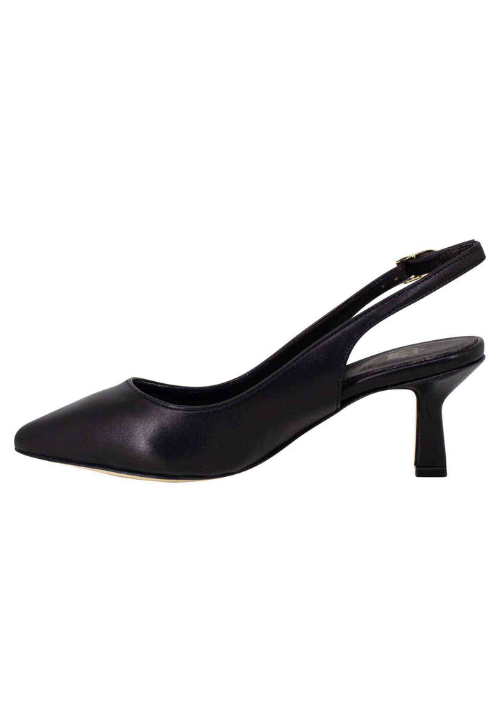 Spatarella Decollete slingback donna in pelle nera suola in cuoio Vendite Flash