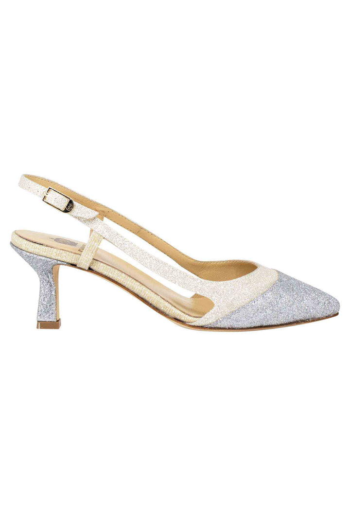 Spatarella Decollete slingback donna in tessuto argento e oro In Saldo