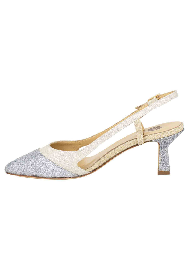 Spatarella Decollete slingback donna in tessuto argento e oro In Saldo