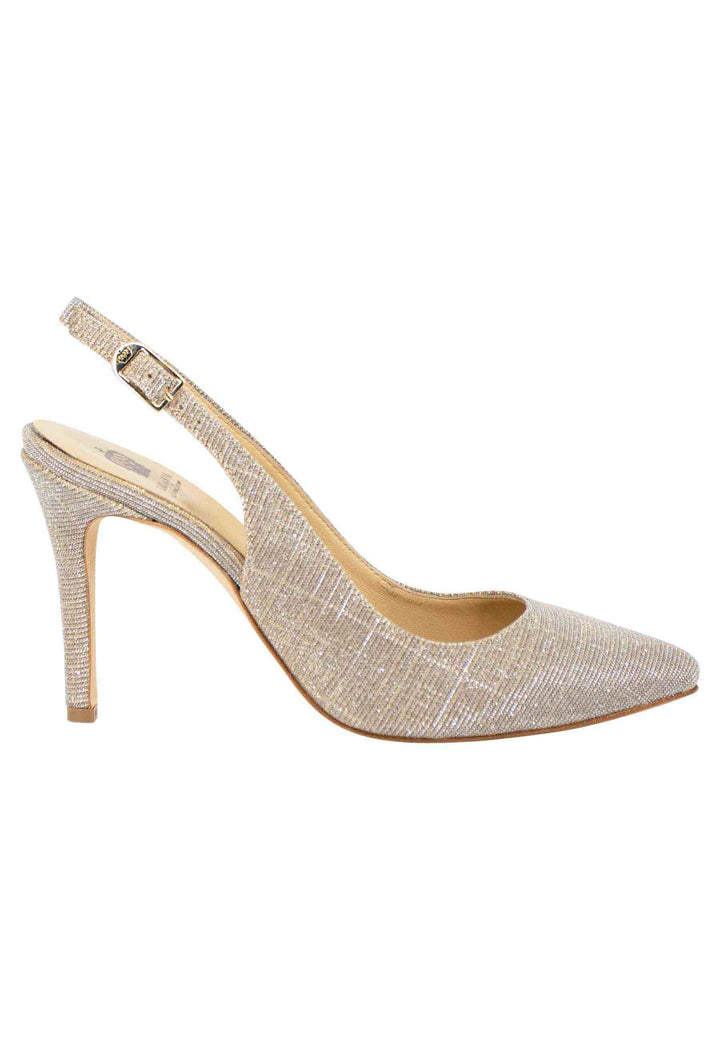 Spatarella Decollete slingback donna in tessuto nude tacco alto Moda