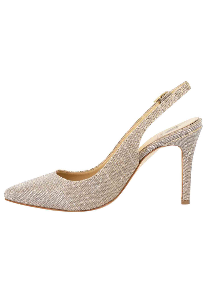 Spatarella Decollete slingback donna in tessuto nude tacco alto Moda
