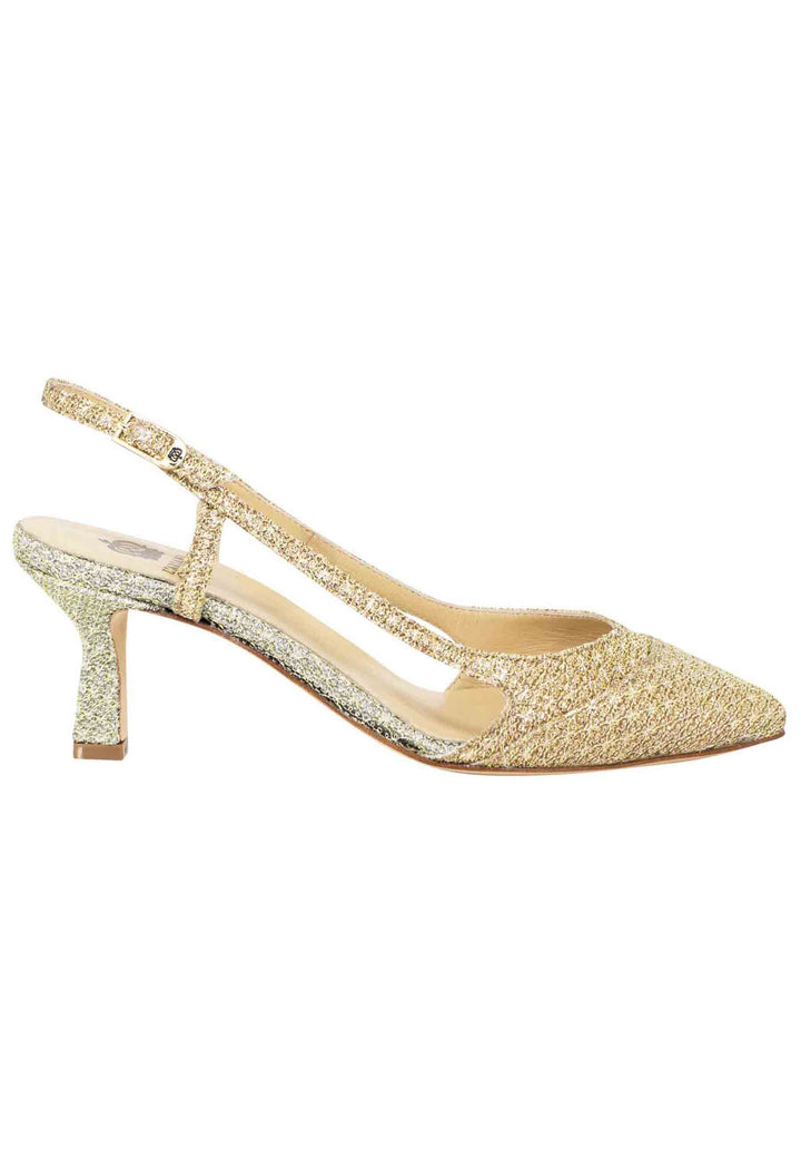 Spatarella Decollete slingback donna in tessuto platino e oro Spedizione gratuita