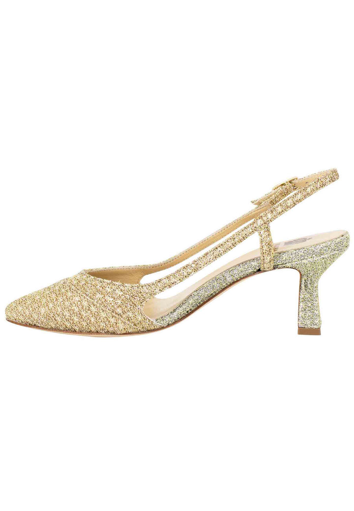 Spatarella Decollete slingback donna in tessuto platino e oro Spedizione gratuita