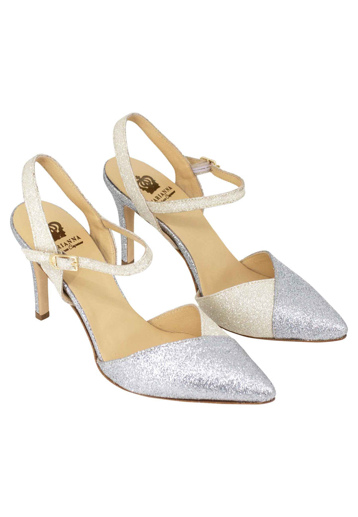 Spatarella Sandali donna in glitter argento con cinturino alla caviglia Comprare a buon mercato