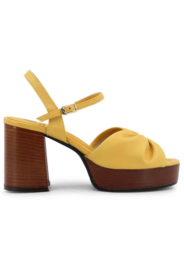 Spatarella Sandali donna in pelle gialla con tacco e plateau in cuoio Vendite stagionali