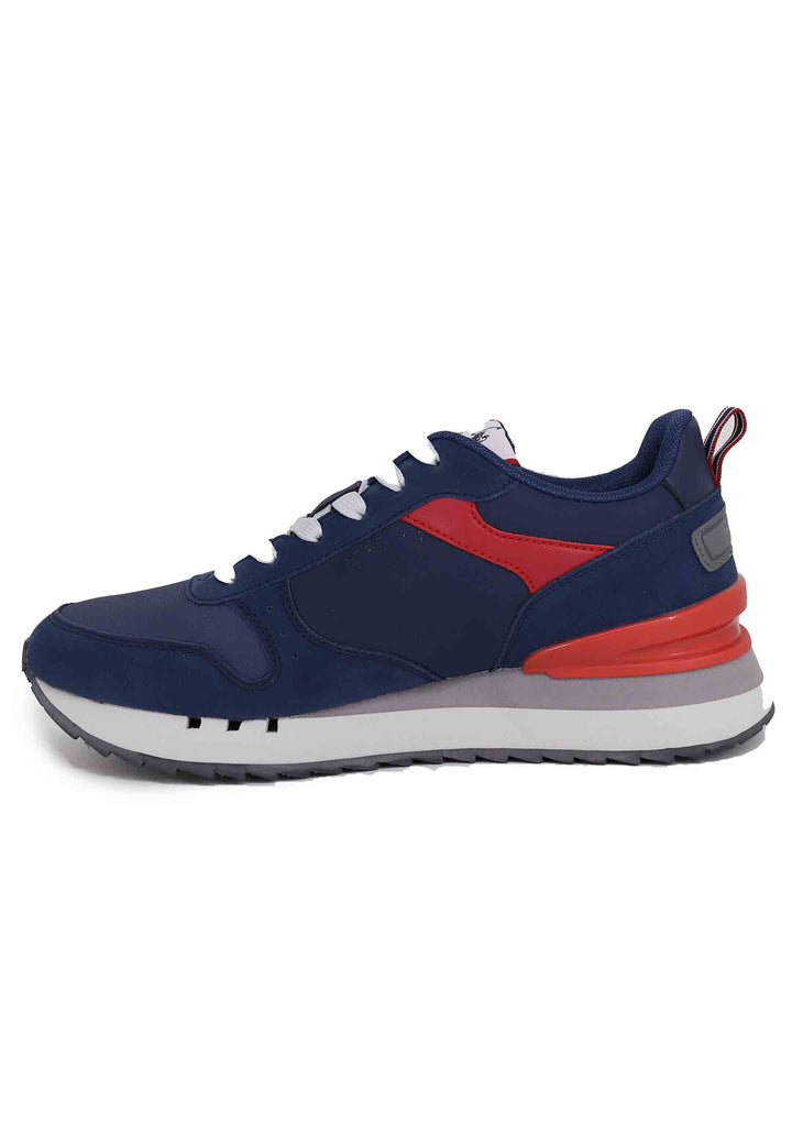 Spatarella Sneakers uomo in tessuto blu con suola alta Vendita calda