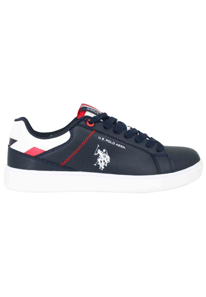 Spatarella Sneakers uomo in ecopelle blu con cuciture in contrasto Latest fashion