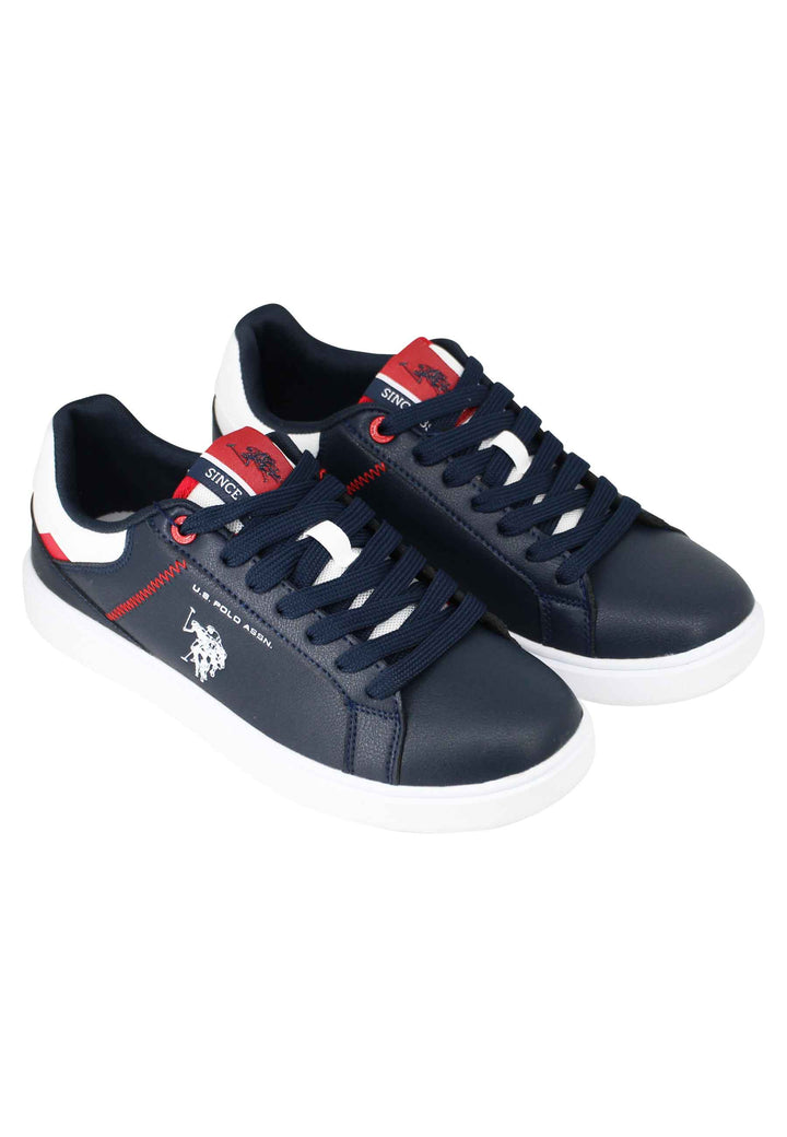 Spatarella Sneakers uomo in ecopelle blu con cuciture in contrasto Latest fashion