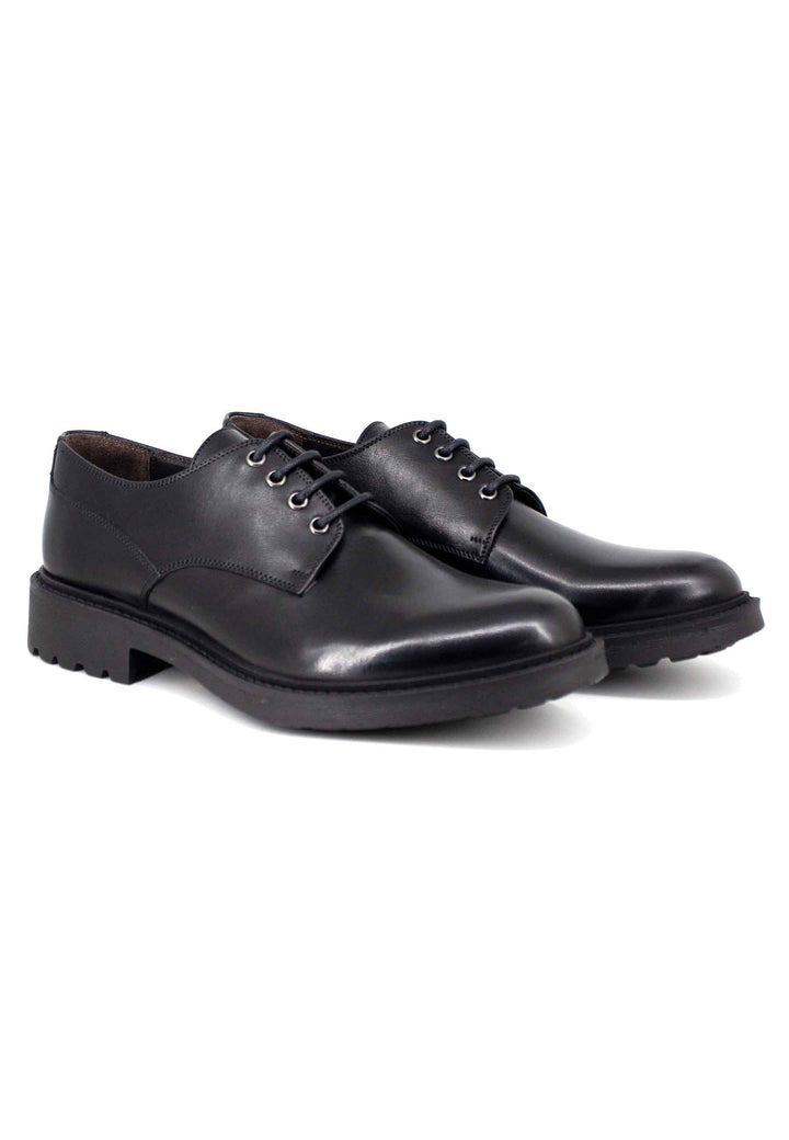 Spatarella Stringate uomo in pelle opaca nera con suola in gomma Prezzo basso