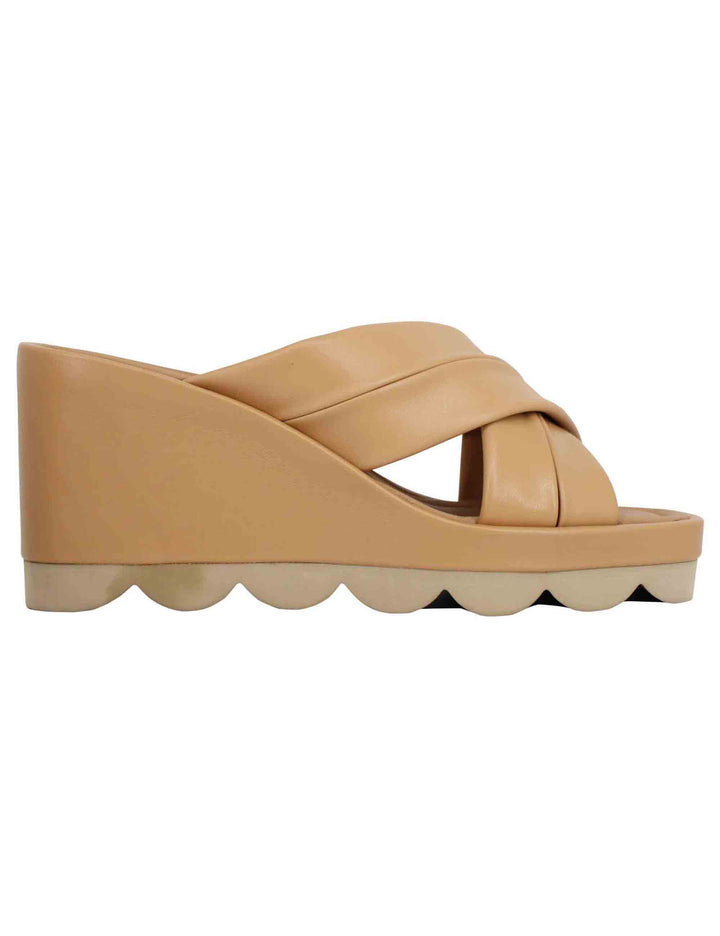 Spatarella Sandali donna in pelle cuoio con zeppa alta e suola in gomma Offerta settimanale