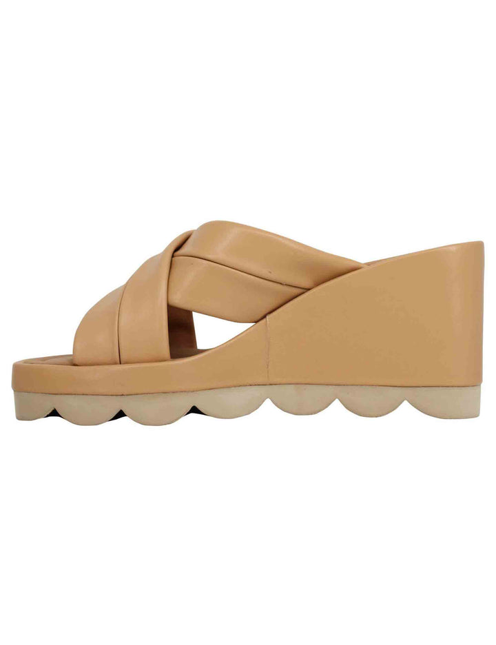 Spatarella Sandali donna in pelle cuoio con zeppa alta e suola in gomma Offerta settimanale