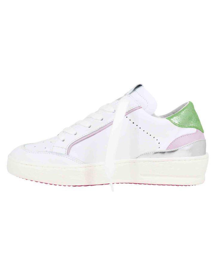 Spatarella Sneakers donna in pelle bianca con riporti in pelle argento Latest stili