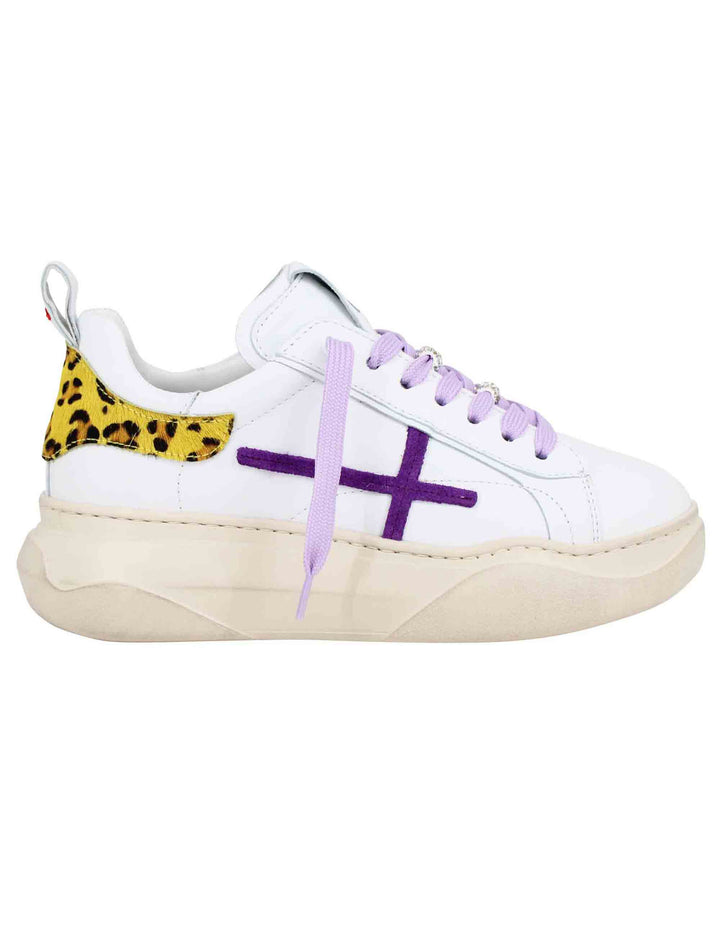 Spatarella Sneakers donna in pelle bianca con riporti in contrasto Ultimi due giorni