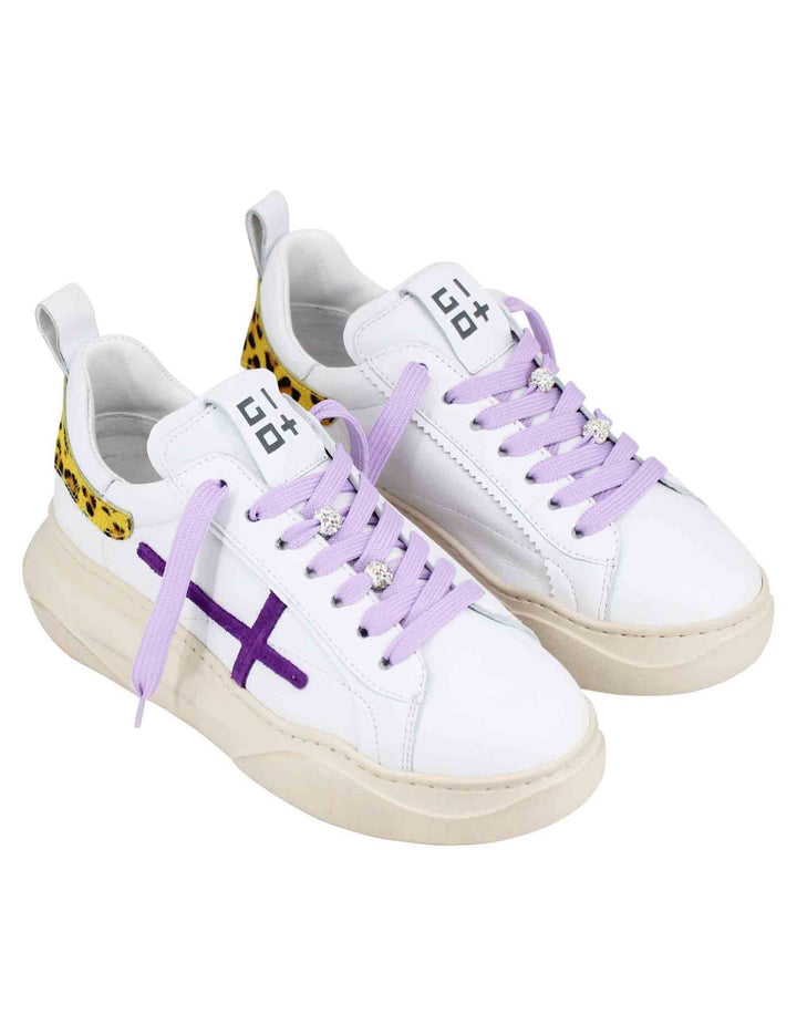 Spatarella Sneakers donna in pelle bianca con riporti in contrasto Ultimi due giorni