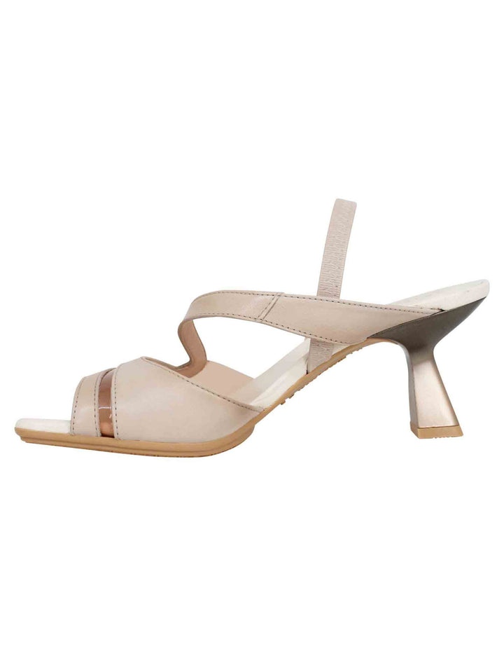 Spatarella Sandali slingback donna in pelle panna con punta quadra Fino al 55% di sconto