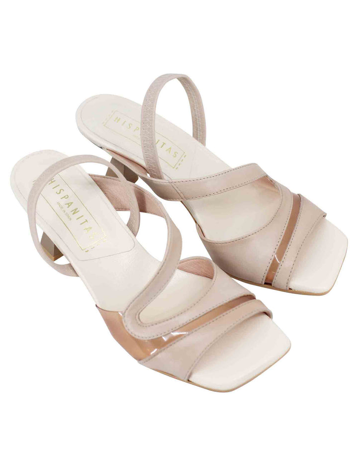 Spatarella Sandali slingback donna in pelle panna con punta quadra Fino al 55% di sconto