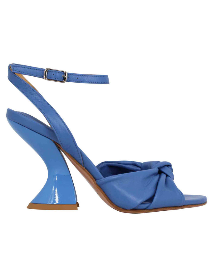 Spatarella Sandali donna in pelle blu con tacco alto e cinturino alla caviglia Discount Store per i nuovi prodotti