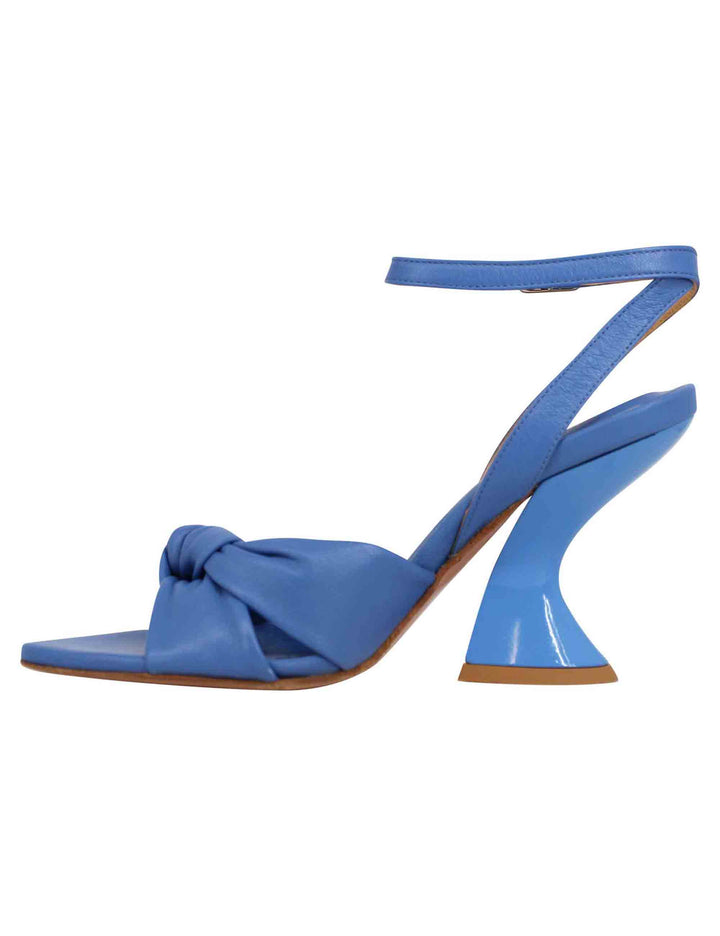 Spatarella Sandali donna in pelle blu con tacco alto e cinturino alla caviglia Discount Store per i nuovi prodotti