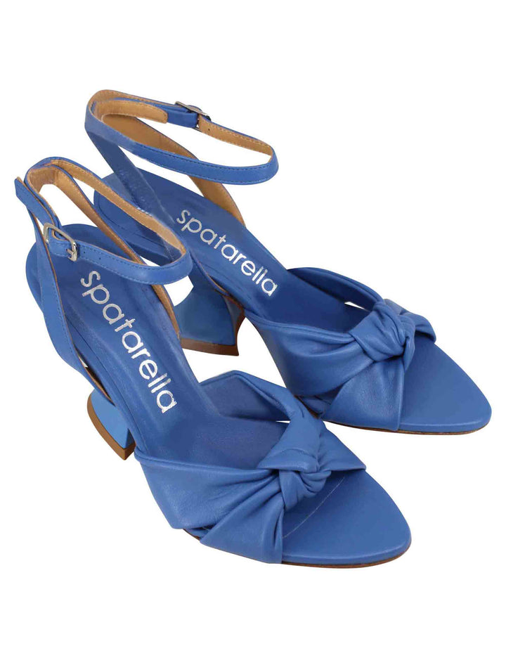 Spatarella Sandali donna in pelle blu con tacco alto e cinturino alla caviglia Discount Store per i nuovi prodotti