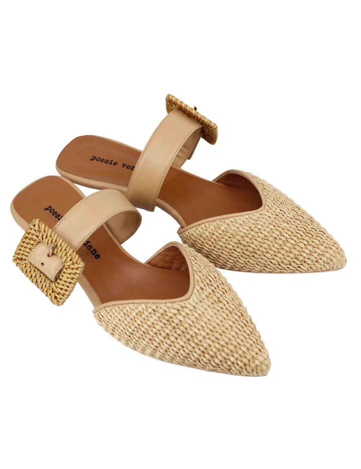 Spatarella Sandali donna in rafia naturale con cinturino e fibbia Officina