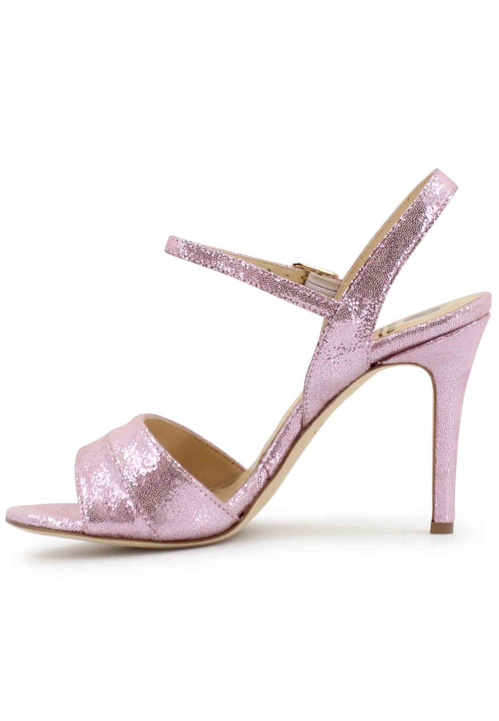 Spatarella Sandali donna in pelle laminata rosa con tacco alto e cinturino alla caviglia Limitato a 3 giorni